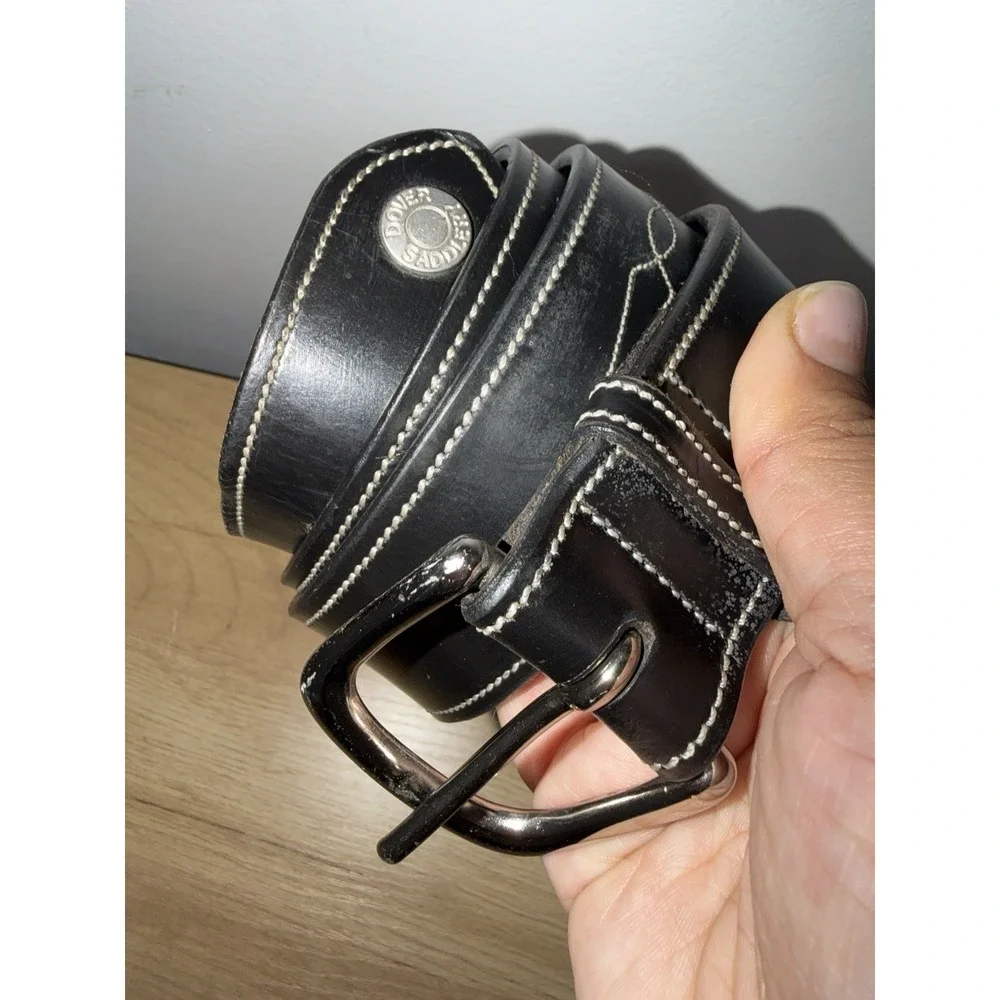 Dover Saddlery Black Leather Stitch‎ Belt Size XL 39